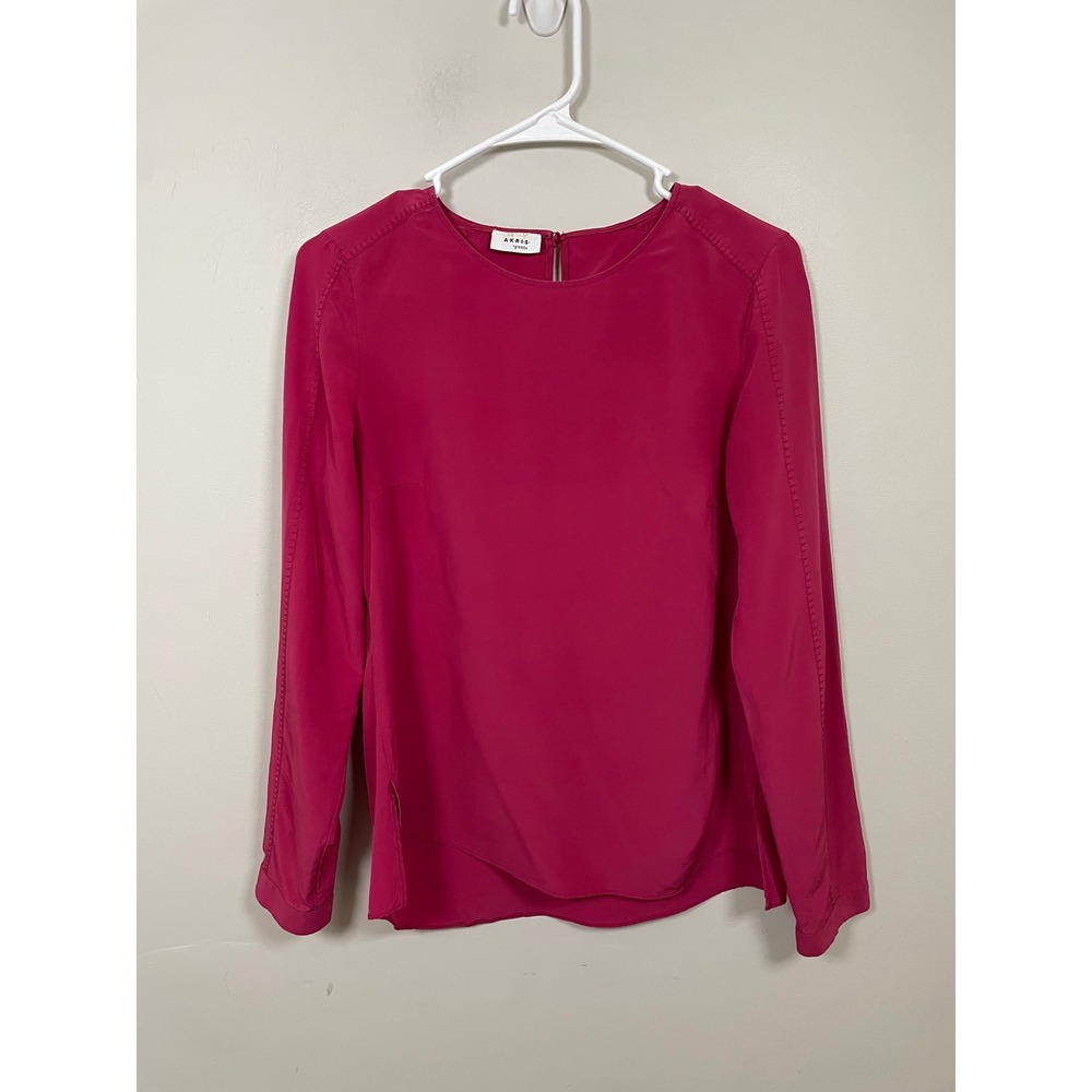 Akris Punto Pink Silk Blouse Size 6 Quiet Luxury Classic Timeless Career